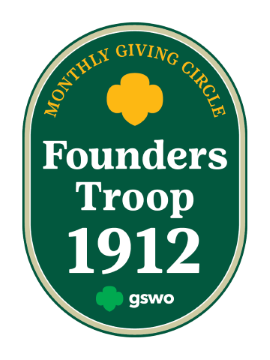 Founders Troop 1912 is a monthly giving program that supports sustainable resources for Girl Scouts of Western Ohio
